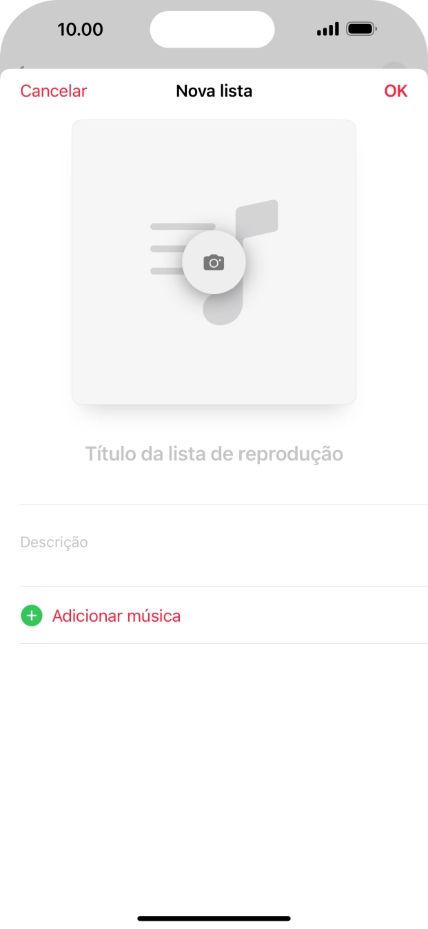 Prima o campo de escrita e introduza o nome da lista de reprodução.
