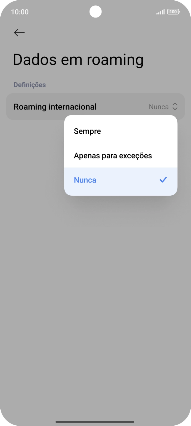 Prima a definição pretendida para ativar ou desativar a função.