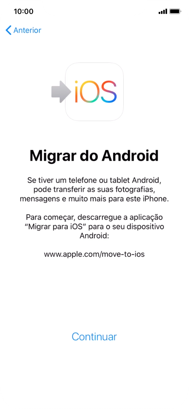 Antes de ser possível transferir conteúdo para o seu telefone, é necessário instalar a app 