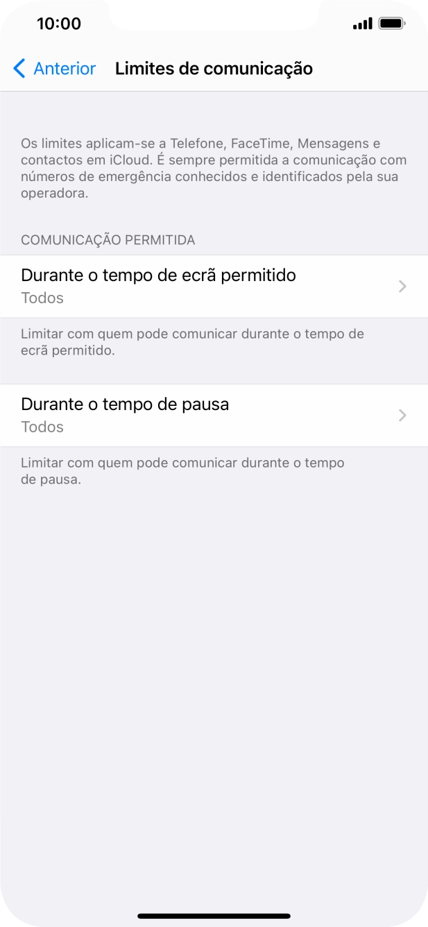 Prima Durante o tempo de ecrã permitido.