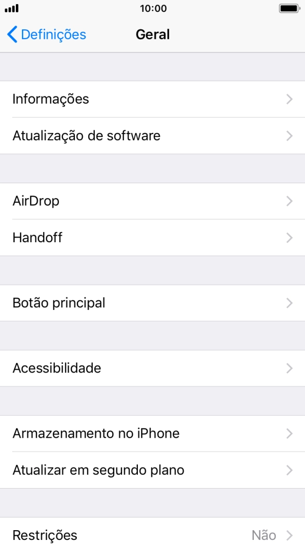 Prima Armazenamento no iPhone.