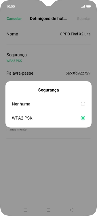 Prima WPA2 PSK para proteger o hotspot Wi-Fi com uma password.