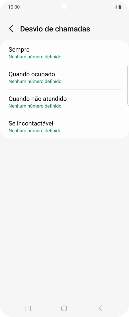 Prima o tipo de desvio pretendido.