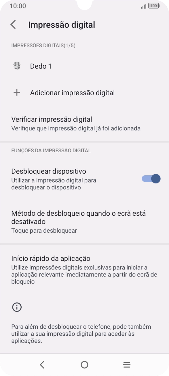 Prima as definições pretendidas para as ativar ou desativar.