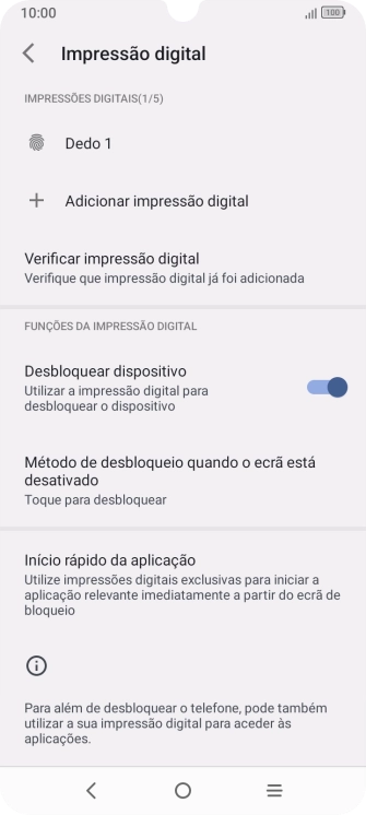 Prima as definições pretendidas para as ativar ou desativar.