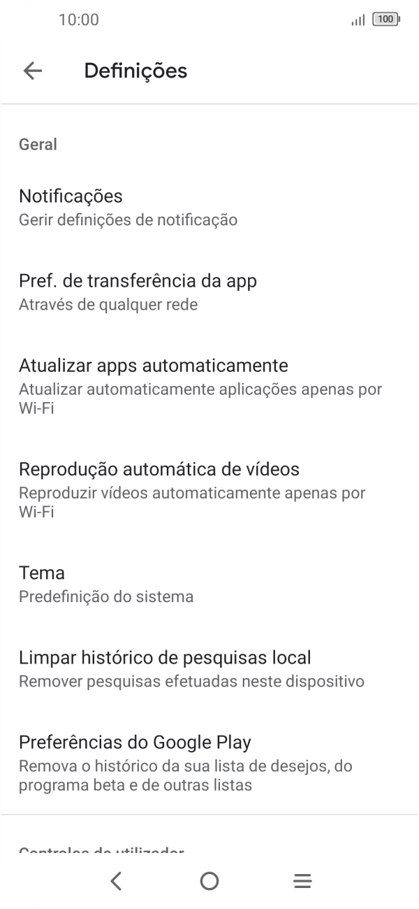 Prima Atualizar apps automaticamente.