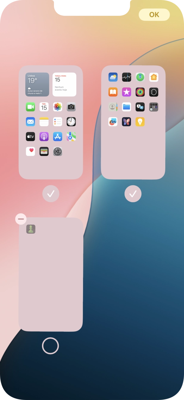 Prima o ícone de apagar junto do ecrã inicial pretendido.