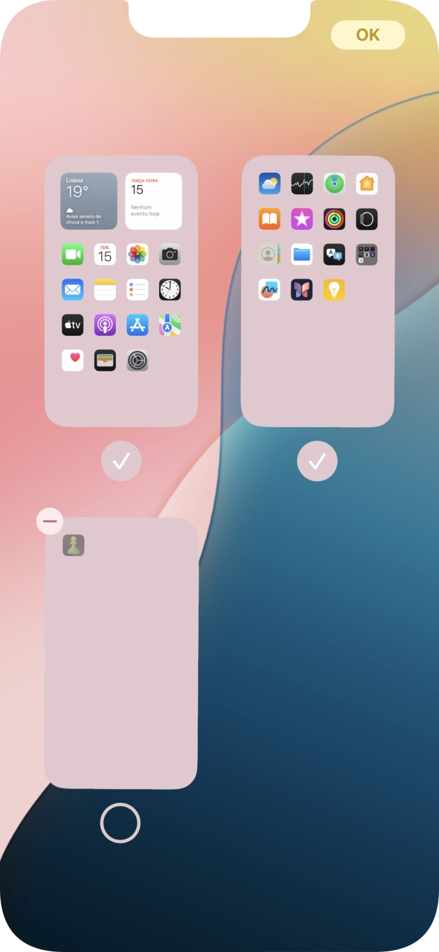 Prima o ícone de apagar junto do ecrã inicial pretendido.