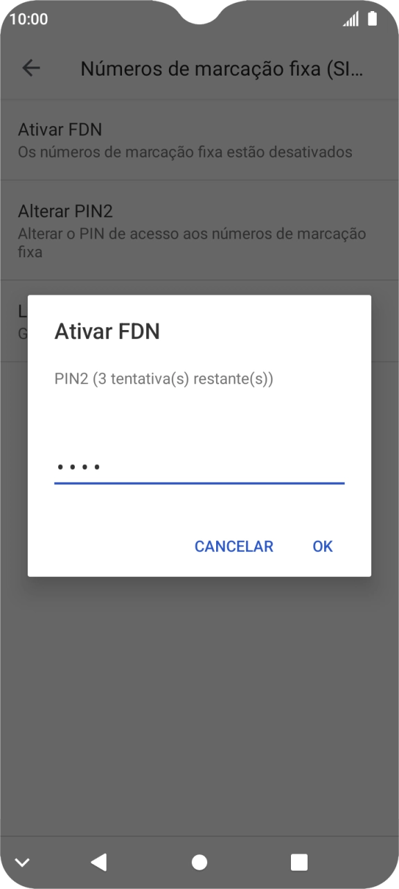 Introduza o código PIN2 e prima OK.