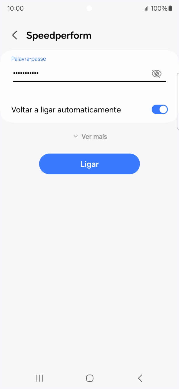 Introduza a password da rede Wi-Fi e prima Ligar.