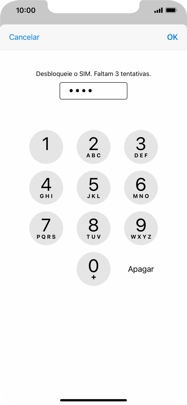 Introduza o seu código PIN e prima OK.
