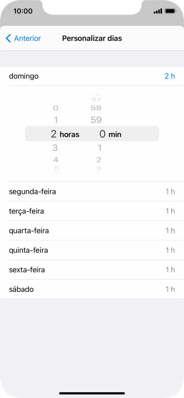 Escolha o limite de tempo pretendido.