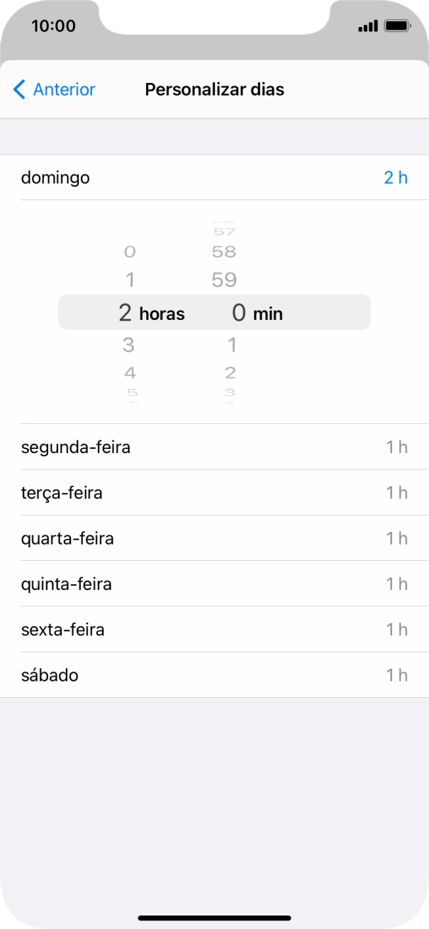 Escolha o limite de tempo pretendido.