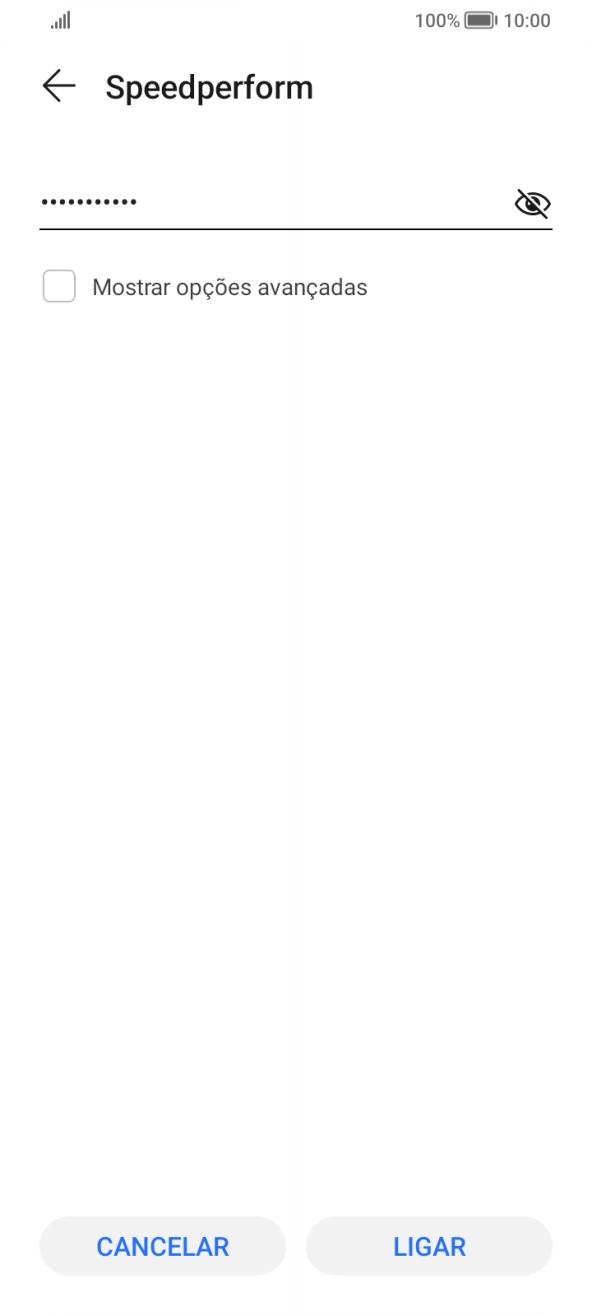 Introduza a password da rede Wi-Fi e prima LIGAR.