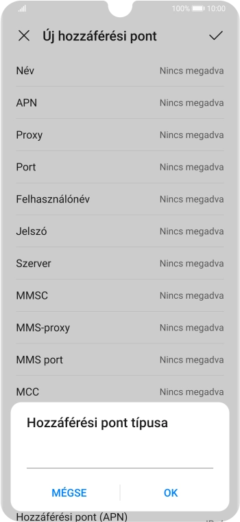 Írd be azt, hogy mms, és válaszd az OK lehetőséget.