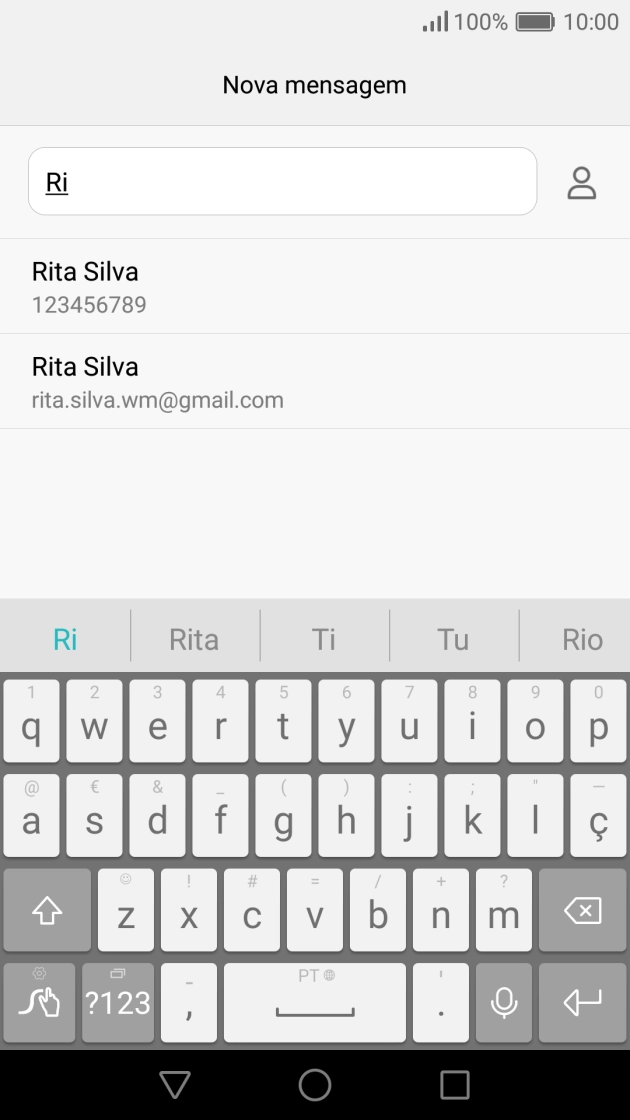 Prima o contacto pretendido.