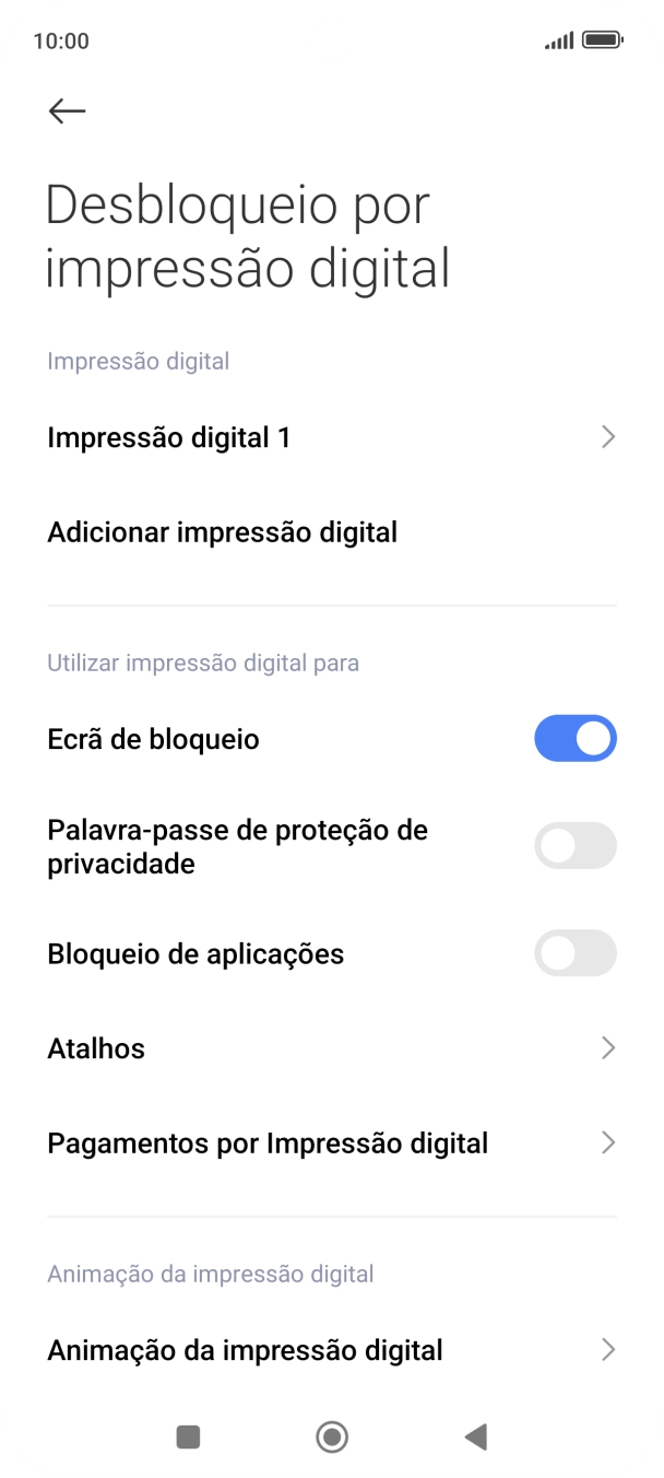 Prima os indicadores junto às definições pretendidas para as ativar ou desativar.