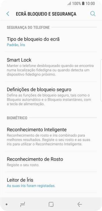 Prima Tipo de bloqueio do ecrã e introduza o código adicional de bloqueio do telefone que criou anteriormente.