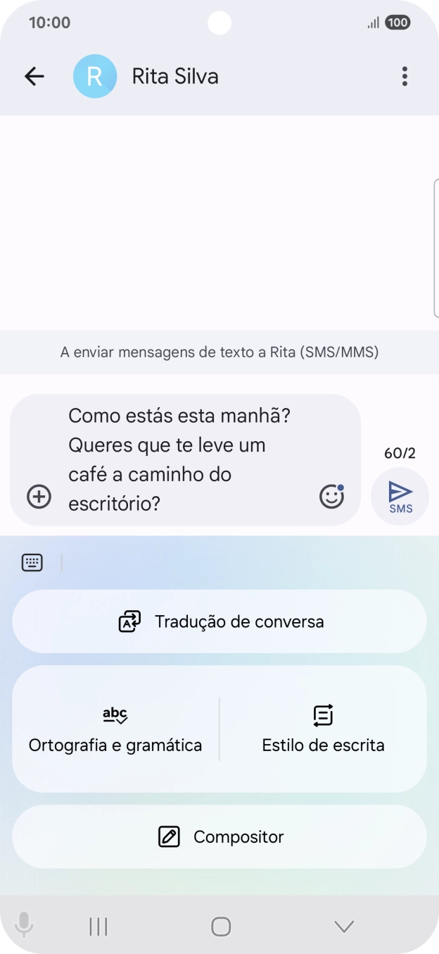 Para alterar o estilo de escrita do seu texto, prima em Estilo de escrita e siga as indicações no ecrã, para utilizar a função.