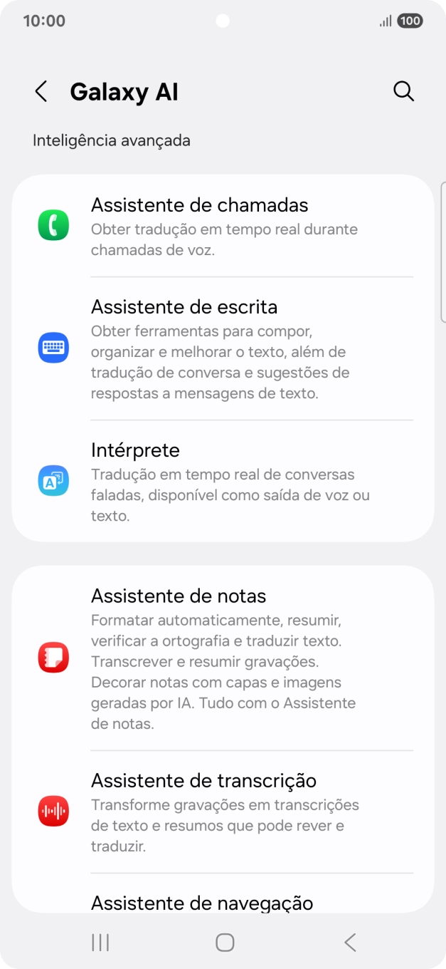 Diversos exemplos de utilização da IA Galaxysão agora mostrados no ecrã.