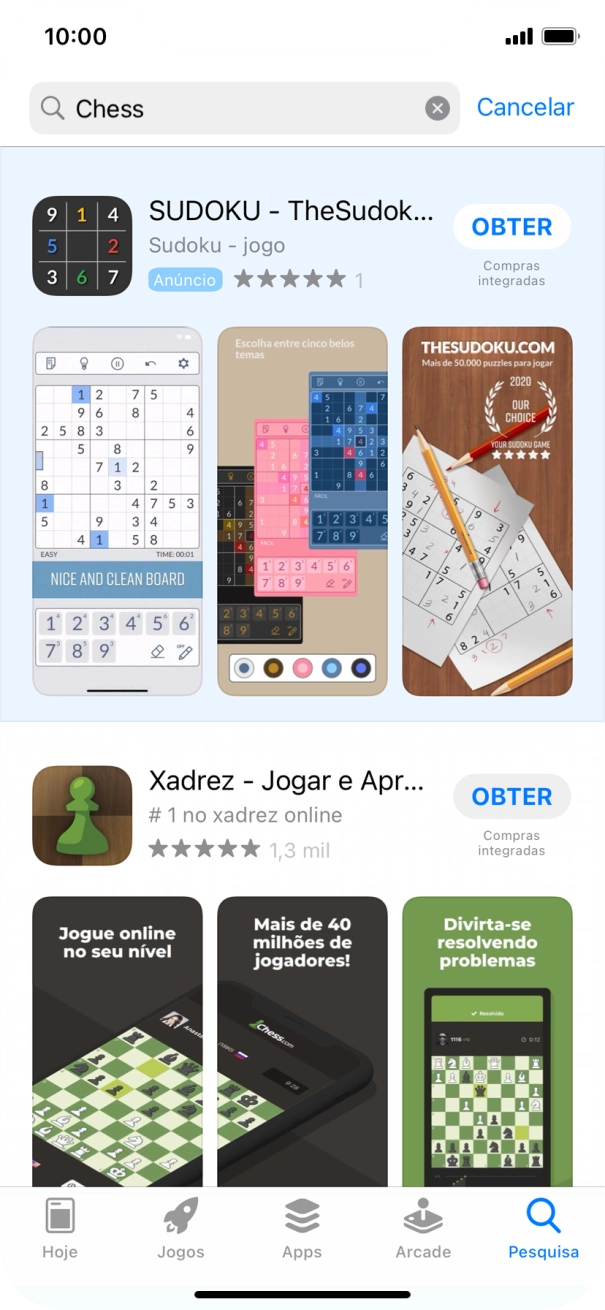 Prima a app pretendida.