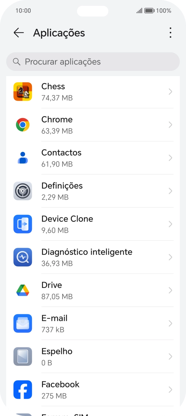 Prima a app pretendida.