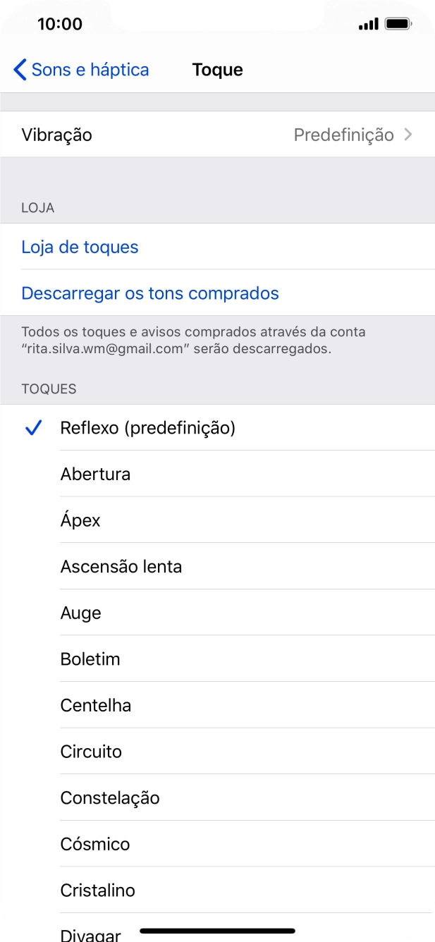 Prima os tons de toque pretendidos para os ouvir.