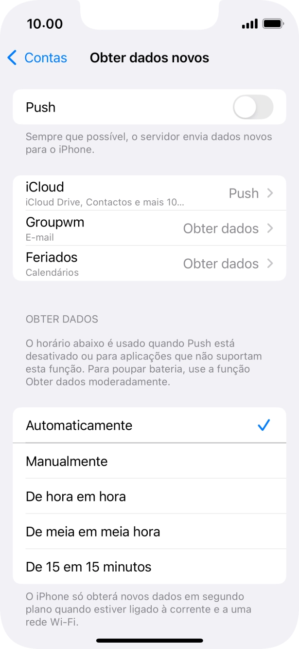 Se desativar a função, prima a definição pretendida.