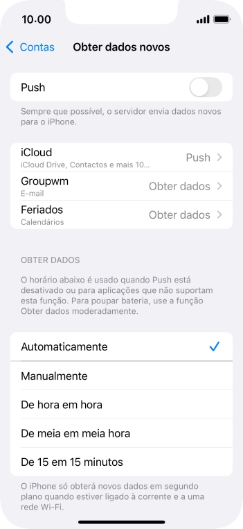 Se desativar a função, prima a definição pretendida.