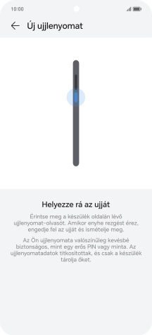 Kövesd a kijelzőn megjelenő utasításokat képernyőzár létrehozásához ujjlenyomattal.
