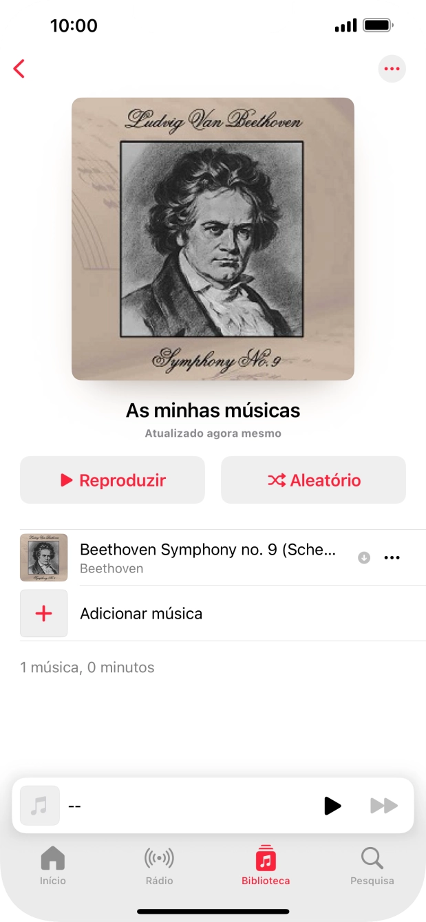 Vá até à categoria ou lista de reprodução pretendida e prima o ficheiro de música pretendido.