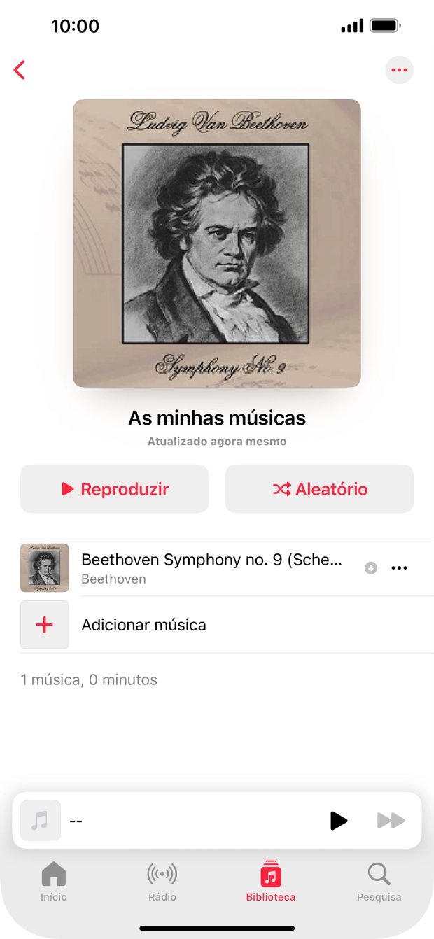 Vá até à categoria ou lista de reprodução pretendida e prima o ficheiro de música pretendido.