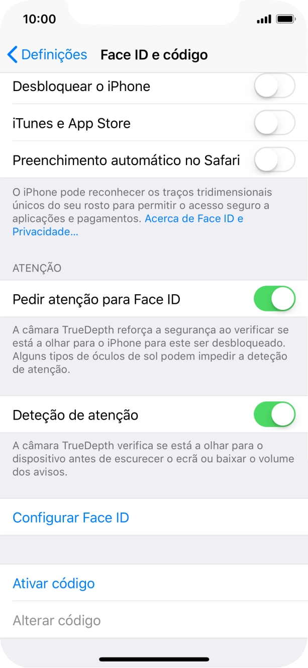 Prima Ativar código e introduza um código de bloqueio do telefone à escolha duas vezes de seguida.