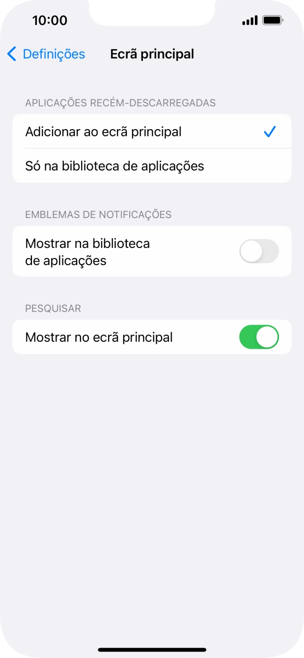 Para adicionar apps recém descarregadas ao ecrã inicial e à biblioteca de apps, deve premir Adicionar ao ecrã principal.