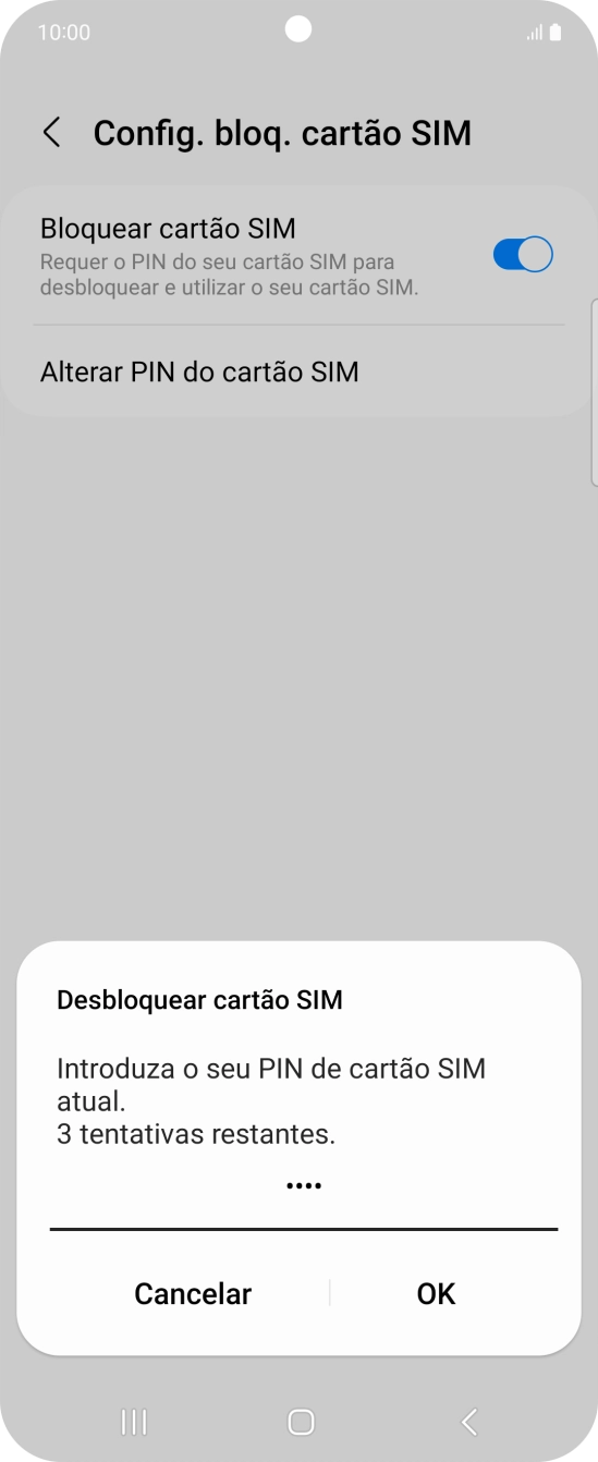 Introduza o seu código PIN e prima OK.