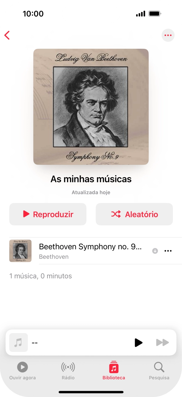 Vá até à categoria ou lista de reprodução pretendida e prima o ficheiro de música pretendido.
