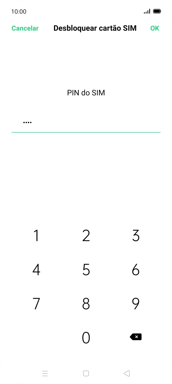Introduza o seu código PIN e prima OK.
