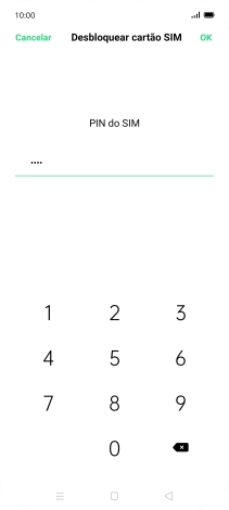 Introduza o seu código PIN e prima OK.