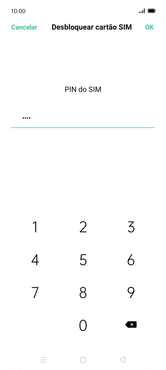 Introduza o seu código PIN e prima OK.
