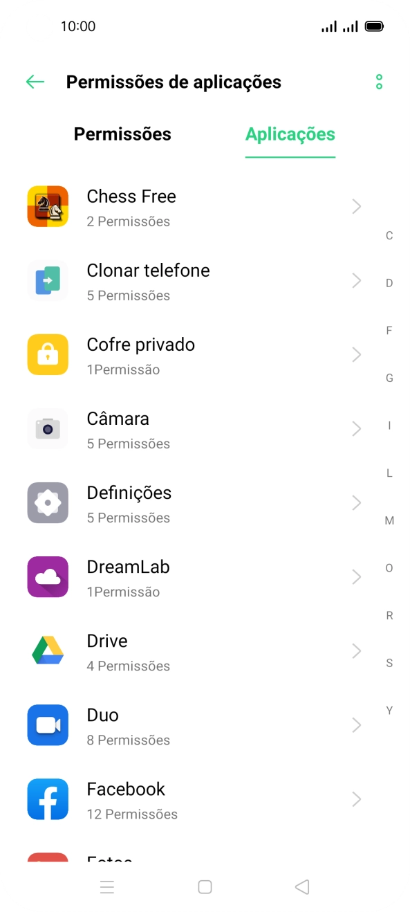 Prima a app pretendida.