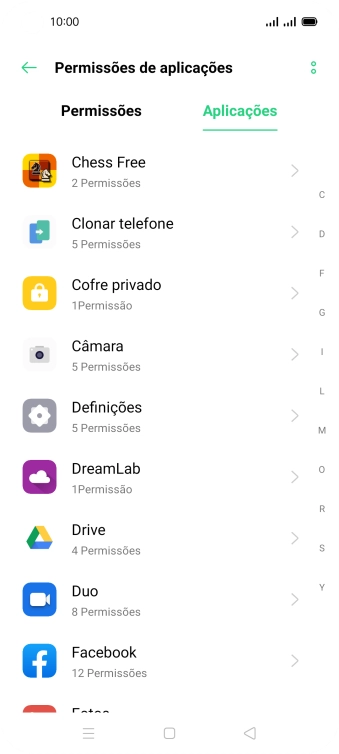 Prima a app pretendida.