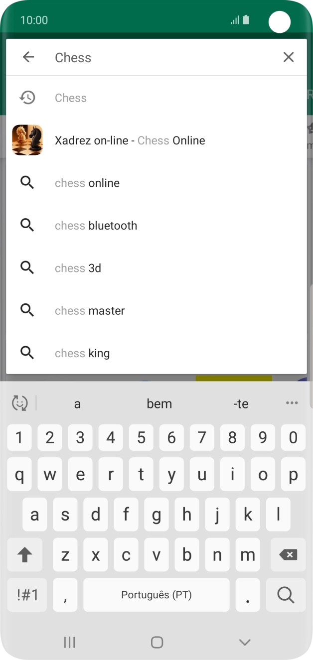 Introduza o nome ou categoria da app pretendida e prima o ícone para pesquisar.