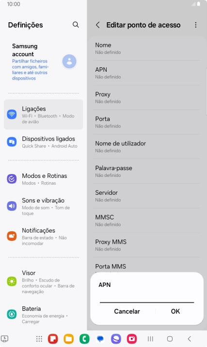 Introduza net2.vodafone.pt e prima OK.