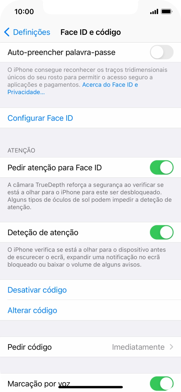 Prima Desativar código, e introduza o código de bloqueio.