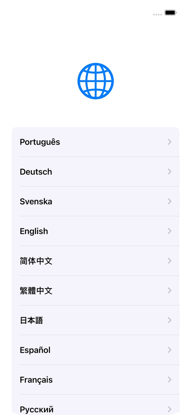 Prima o idioma pretendido.