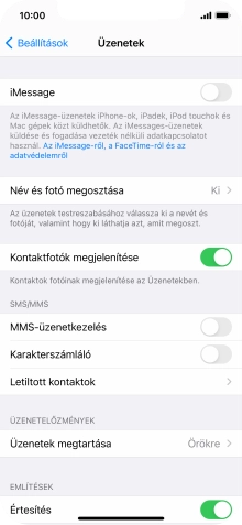 Kattints az „MMS-üzenetkezelés” melletti csúszkára a funkció bekapcsolásához.