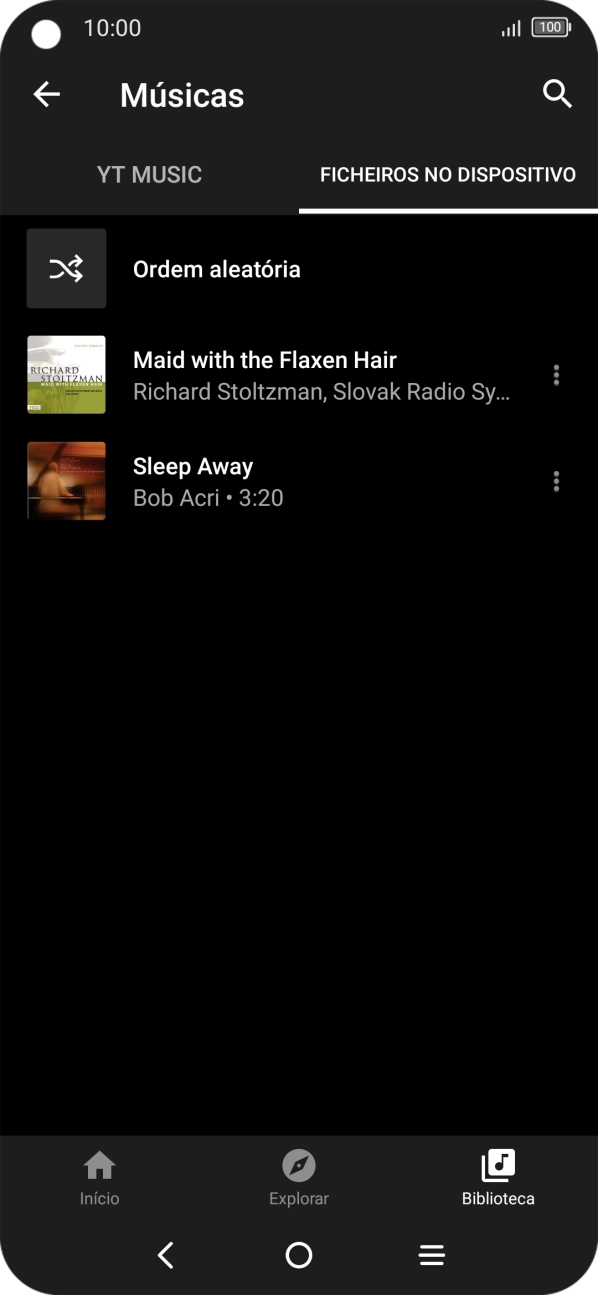 Prima o ficheiro de música pretendido.