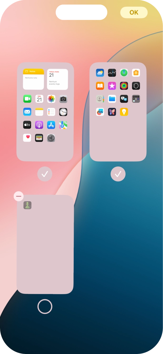 Prima o ícone de apagar junto do ecrã inicial pretendido.