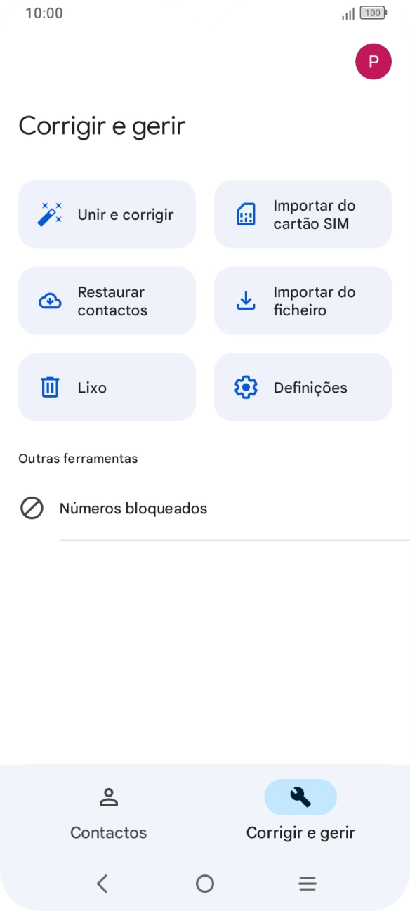 Prima Importar do cartão SIM.