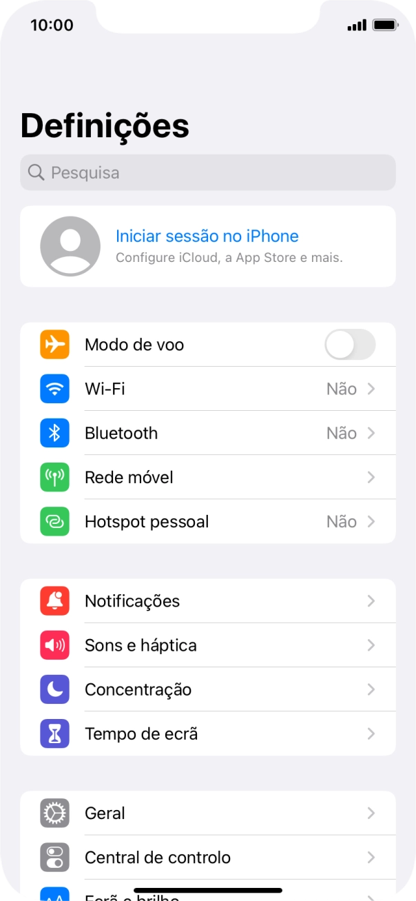 Prima Iniciar sessão no iPhone.